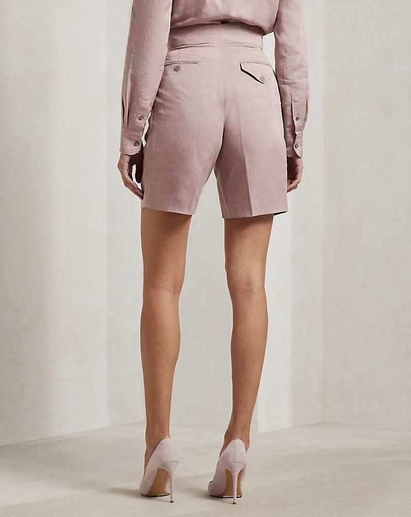 Short Ralph Lauren Jaylen Pleated Linen-Blend Mujer Mauve | QZUCERJ-92 - vista 4