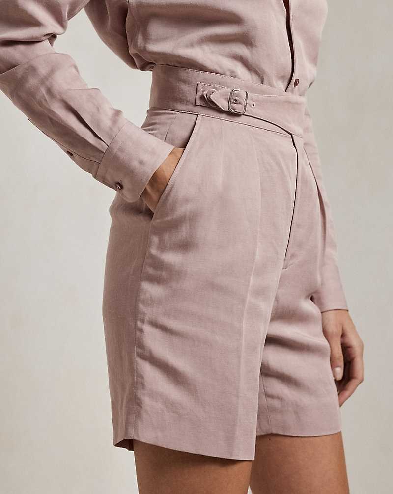 Short Ralph Lauren Jaylen Pleated Linen-Blend Mujer Mauve | QZUCERJ-92 - vista 5
