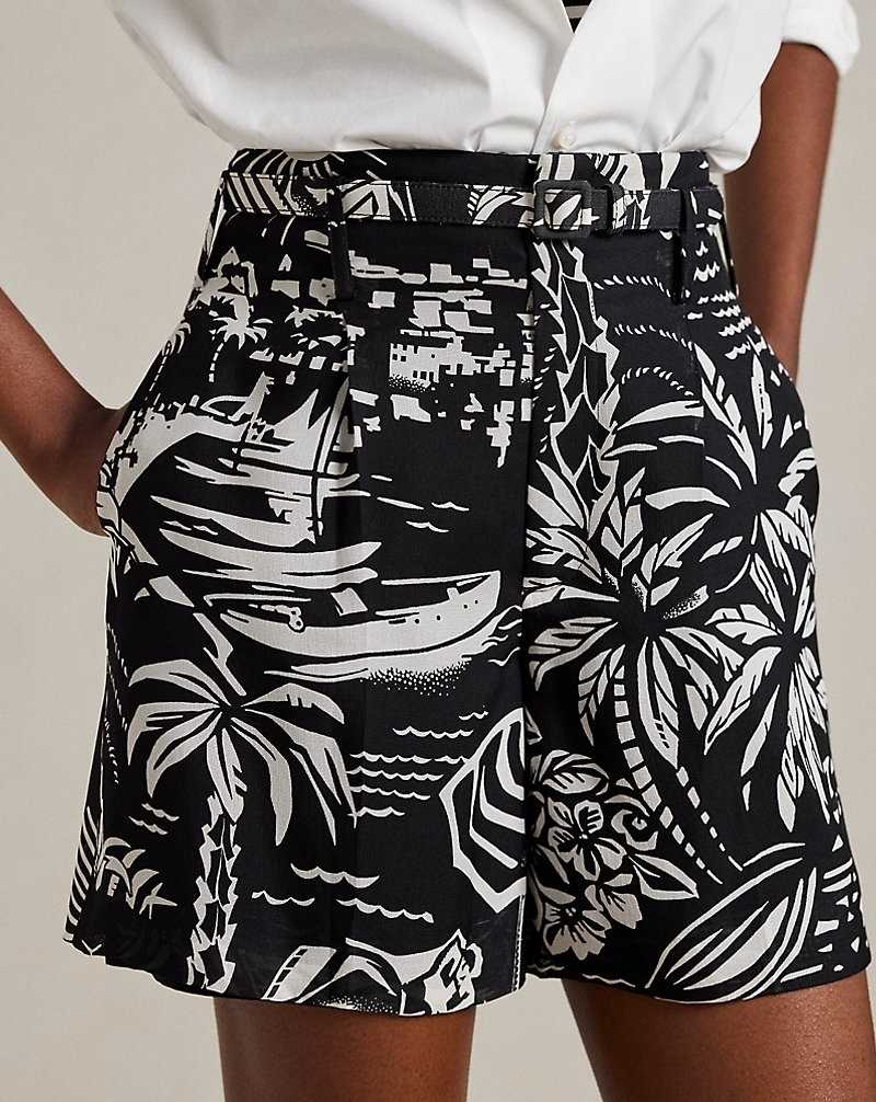 Short Ralph Lauren Keri Beach-Print Silk Gauze Mujer Black/White | BYQOWJN-84 - vista 5