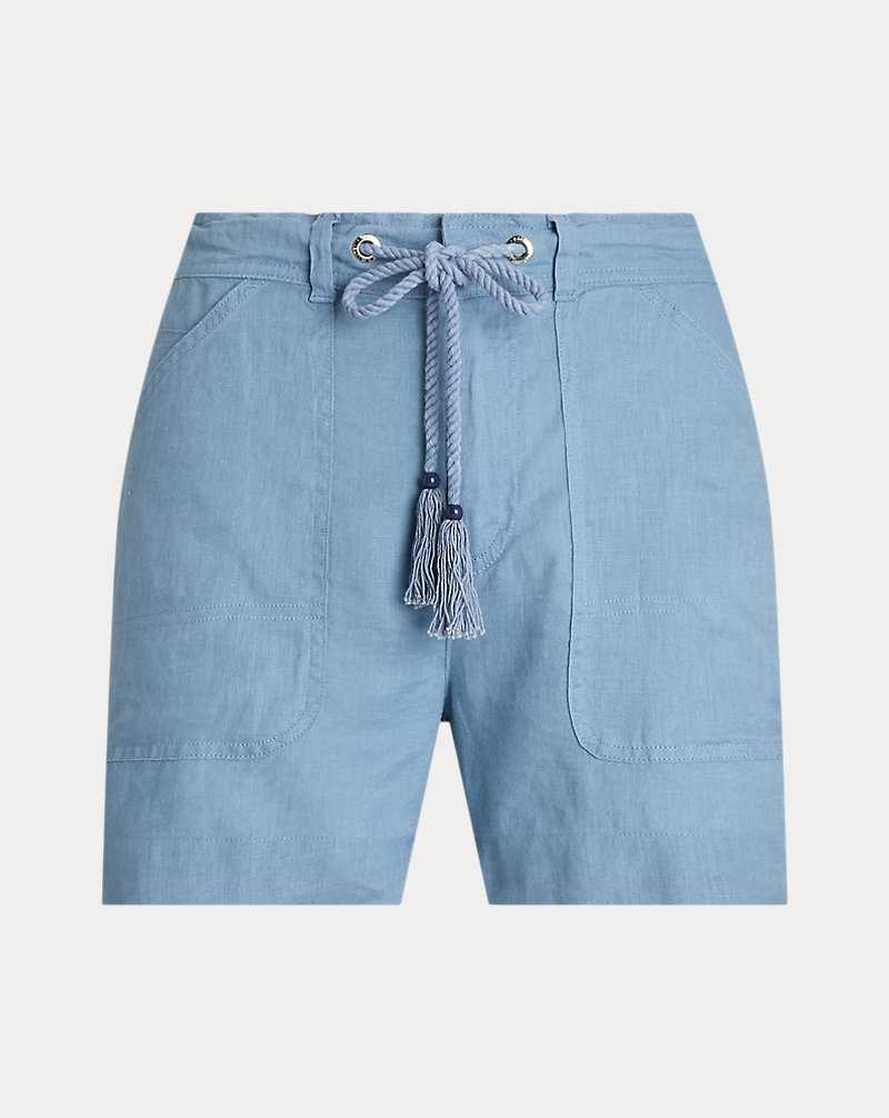 Short Ralph Lauren Linen Tassel-Drawcord Mujer Azur | TFXHWDN-65 - vista 2