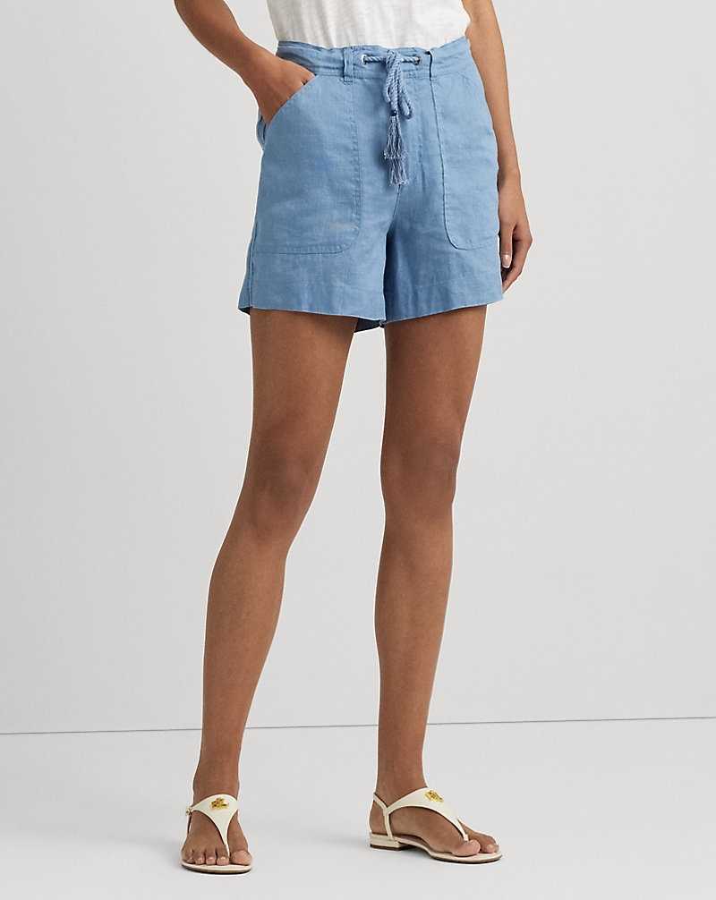 Short Ralph Lauren Linen Tassel-Drawcord Mujer Azur | TFXHWDN-65 - vista 3