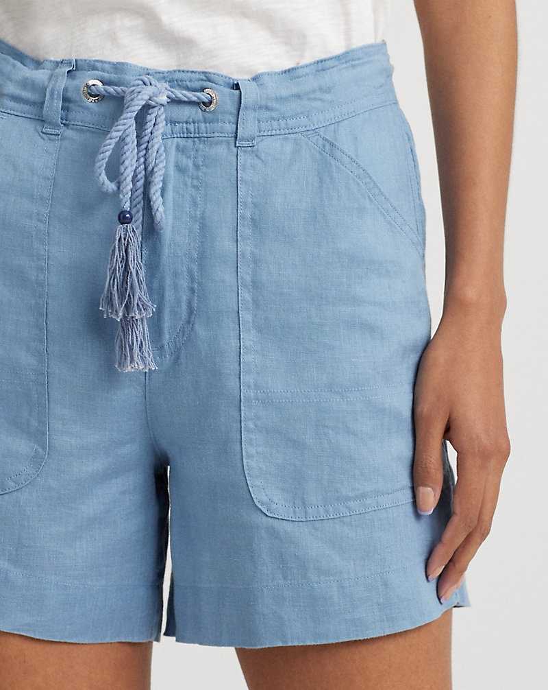 Short Ralph Lauren Linen Tassel-Drawcord Mujer Azur | TFXHWDN-65 - vista 5
