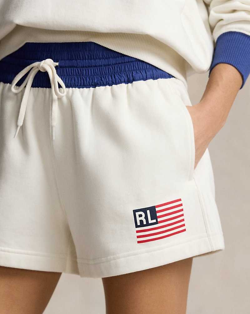 Short Ralph Lauren Logo Flag Fleece Drawstring Mujer Blancos | SZCAYRG-14 - vista 5