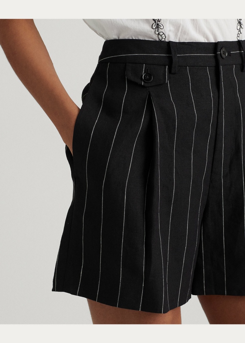 Short Pinstripe Plisado Linen Mujer Creme | FXZT17908 - vista 4