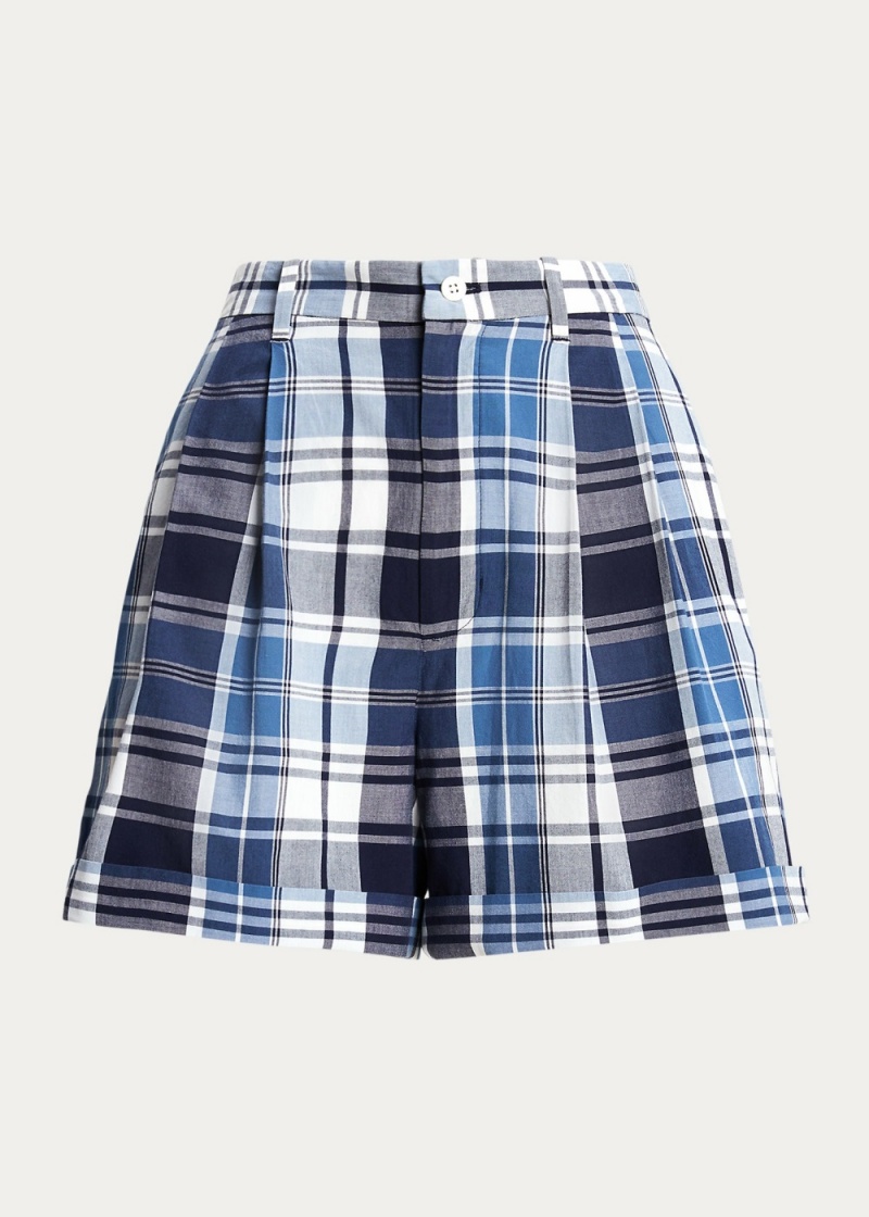 Short Plaid Plisado Algodon Mujer Blancos | SHUT02374 - vista 2