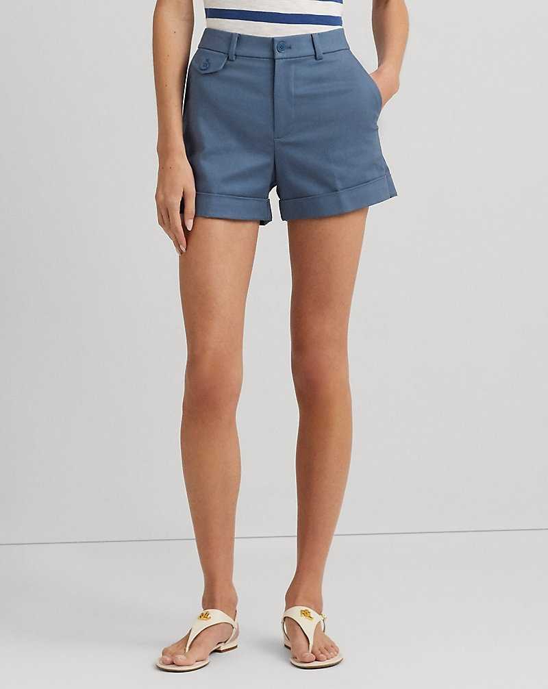 Short Ralph Lauren Pleated Double-Faced Cotton Mujer Azules | XGEAWLP-92 - vista 3