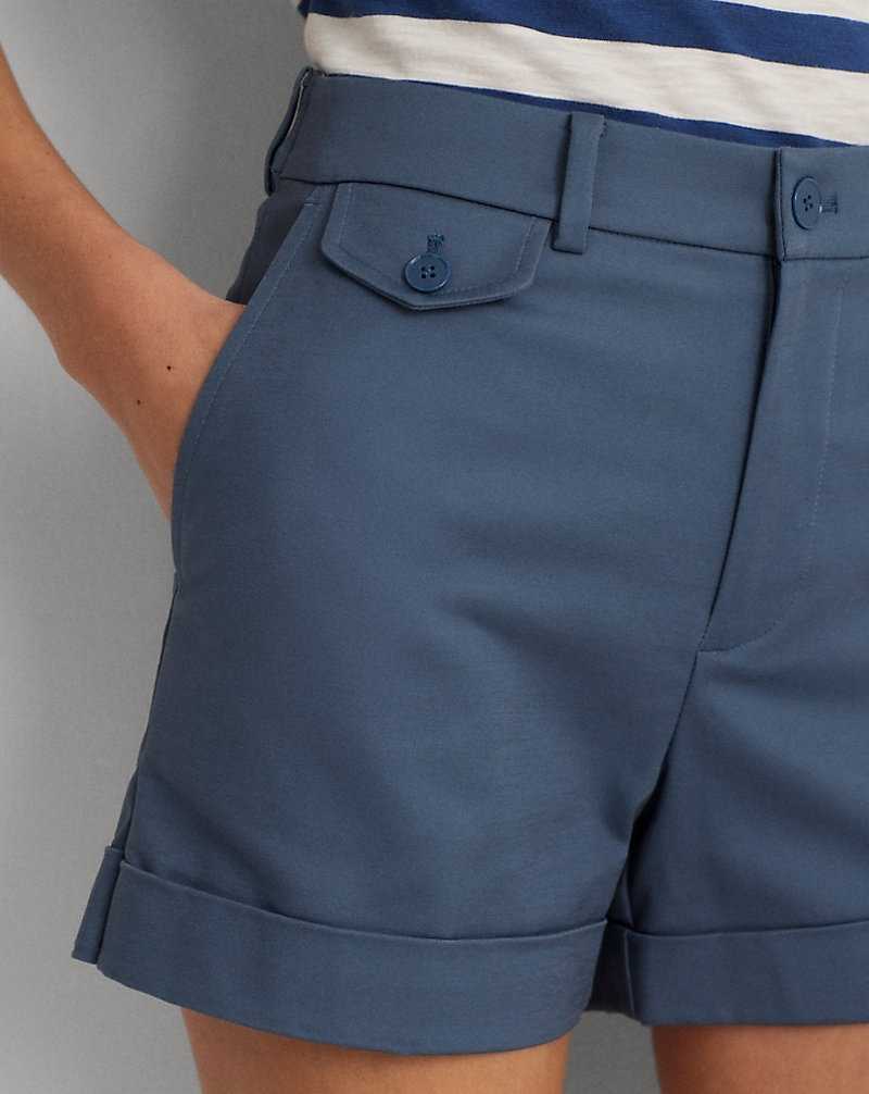 Short Ralph Lauren Pleated Double-Faced Cotton Mujer Azules | XGEAWLP-92 - vista 5