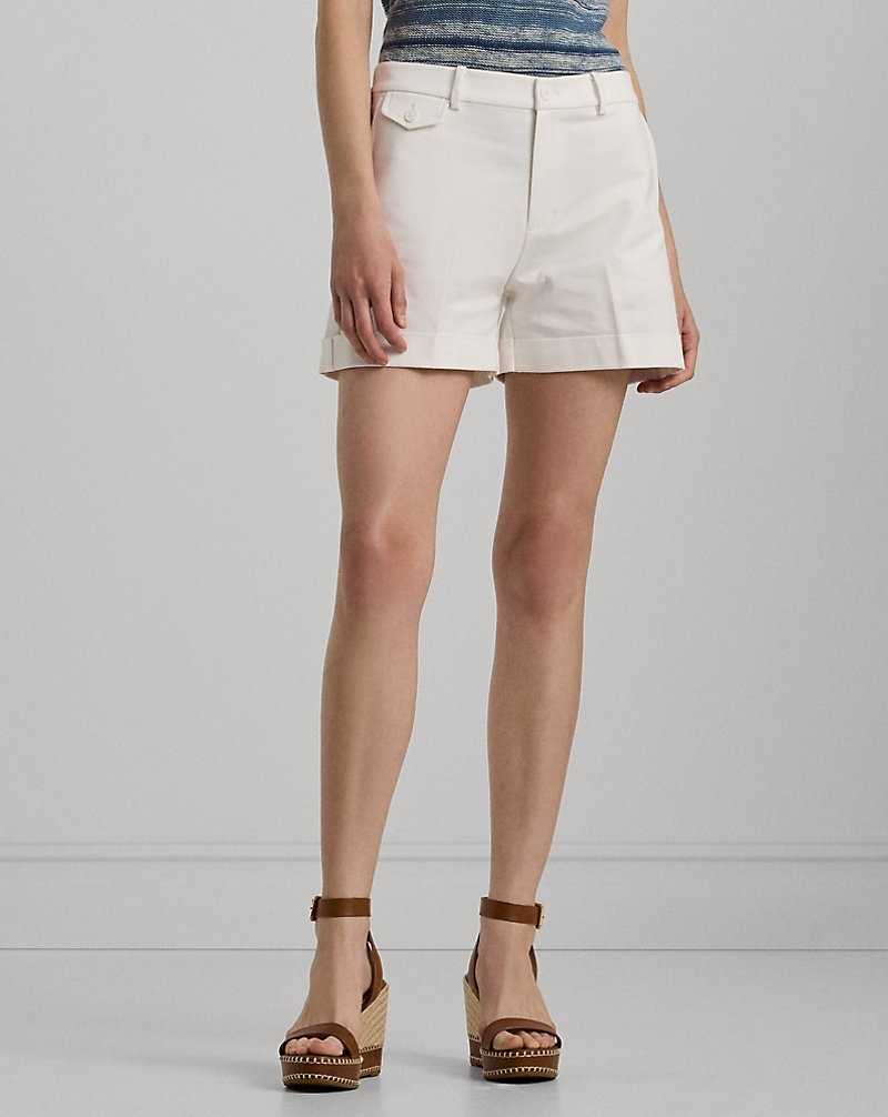 Short Ralph Lauren Pleated Double-Faced Cotton Mujer Blancos | IMWBDQJ-02 - vista 3