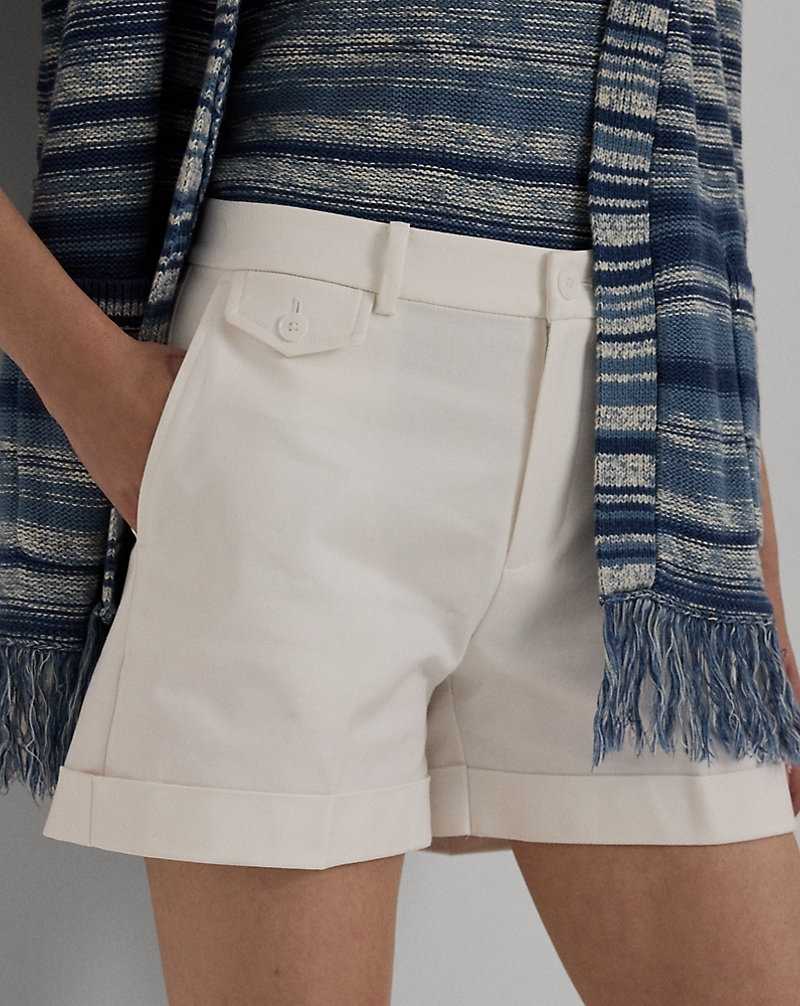 Short Ralph Lauren Pleated Double-Faced Cotton Mujer Blancos | IMWBDQJ-02 - vista 5