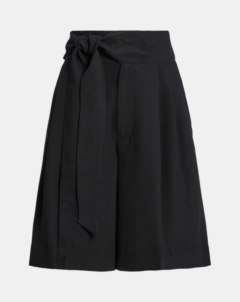 Short Ralph Lauren Pleated Georgette Wide-Leg Mujer Negros | HZJXSMV-83 - vista 2