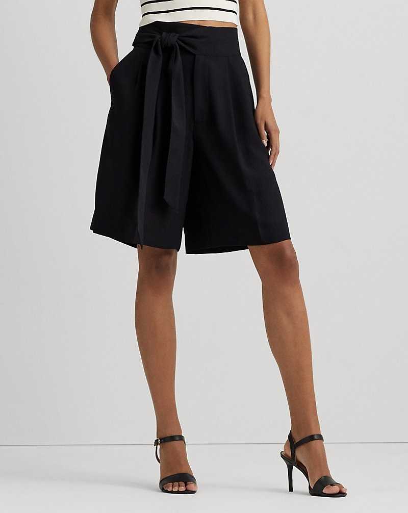 Short Ralph Lauren Pleated Georgette Wide-Leg Mujer Negros | HZJXSMV-83 - vista 3