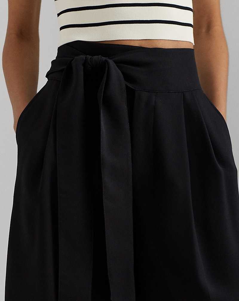 Short Ralph Lauren Pleated Georgette Wide-Leg Mujer Negros | HZJXSMV-83 - vista 5