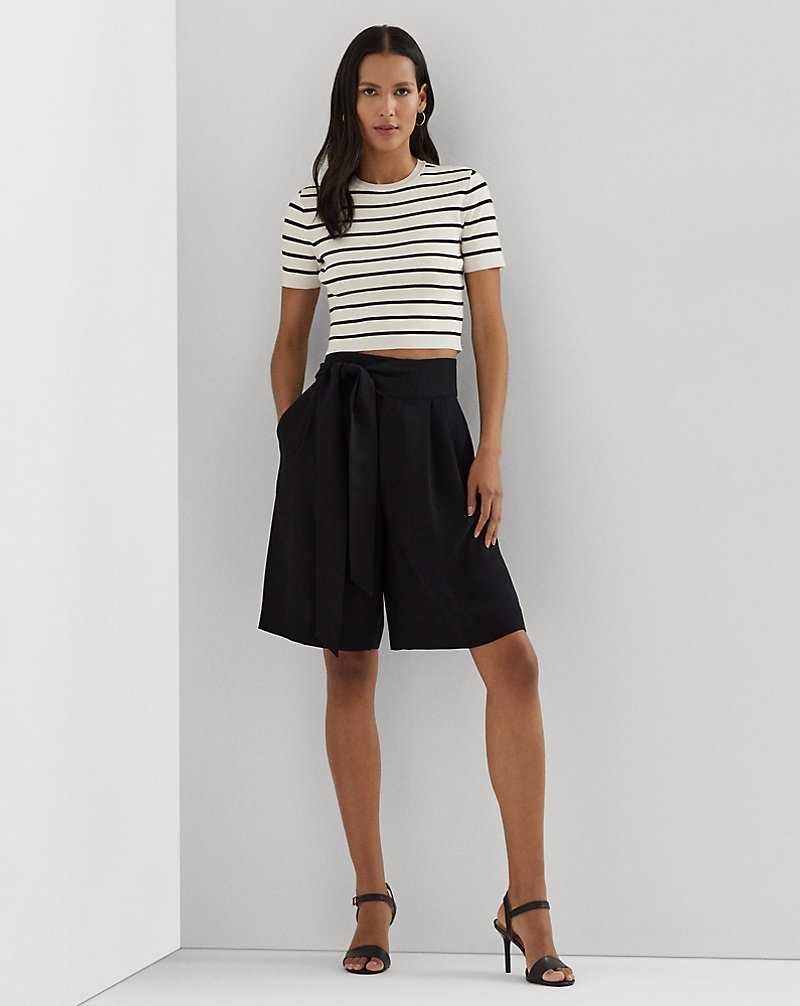 Short Ralph Lauren Pleated Georgette Wide-Leg Mujer Negros | HZJXSMV-83 - vista 1
