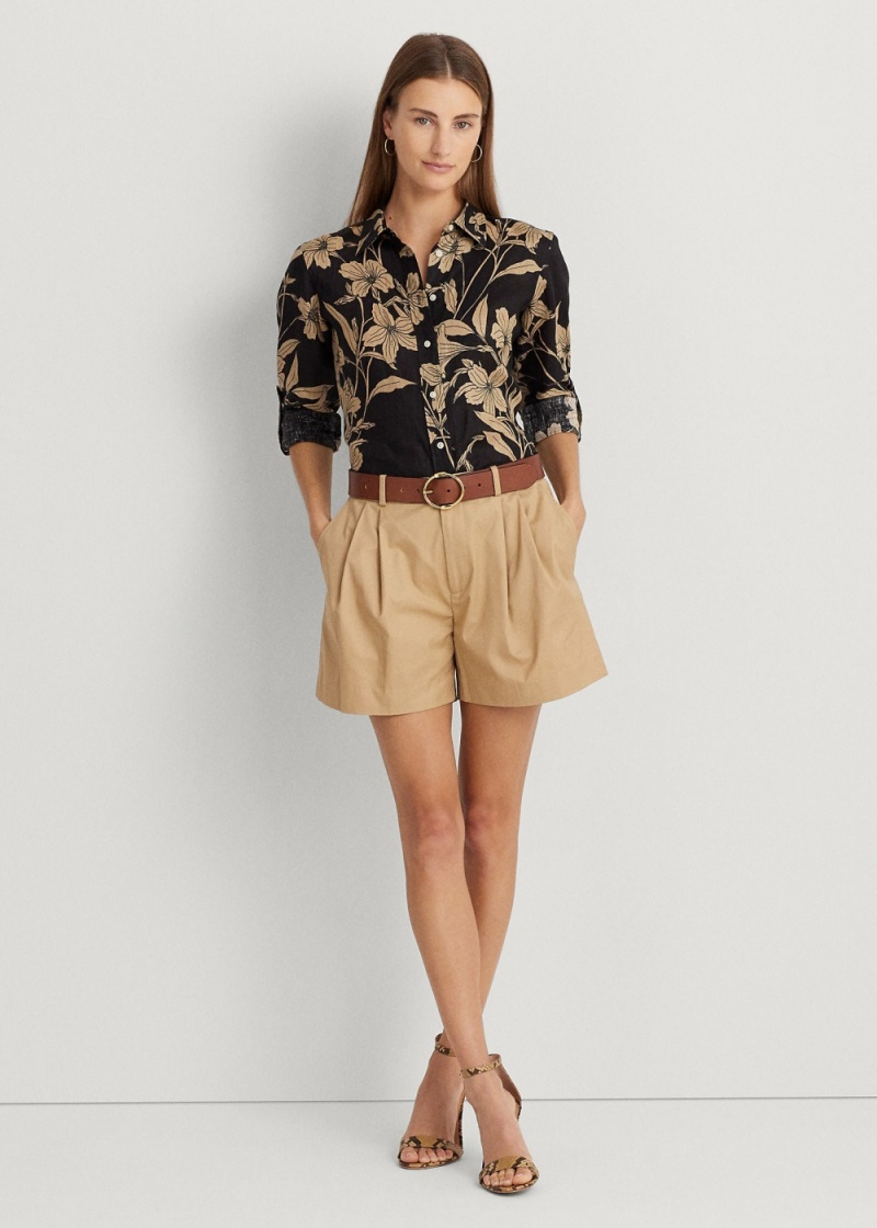 Short Plisado Algodon Twill Mujer Marrom | BMZL76510 - vista 1