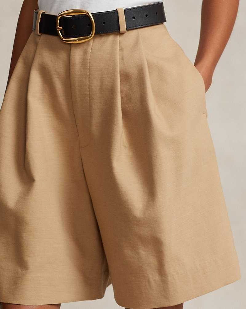 Short Ralph Lauren Relaxed Fit Long Pleated Mujer Monument Tan | EWVNDQY-72 - vista 5