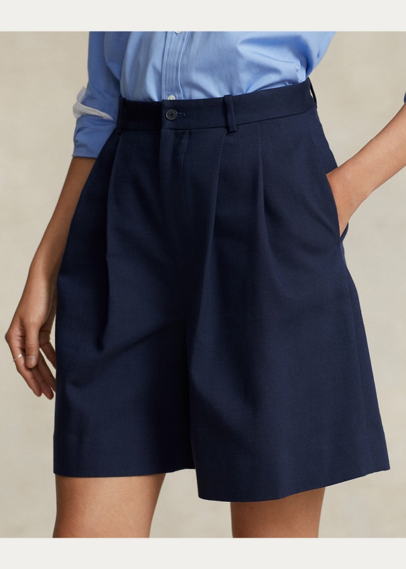 Short Relaxed Fit Long Plisado Linen Mujer Azul Marino | IQKS76823 - vista 4