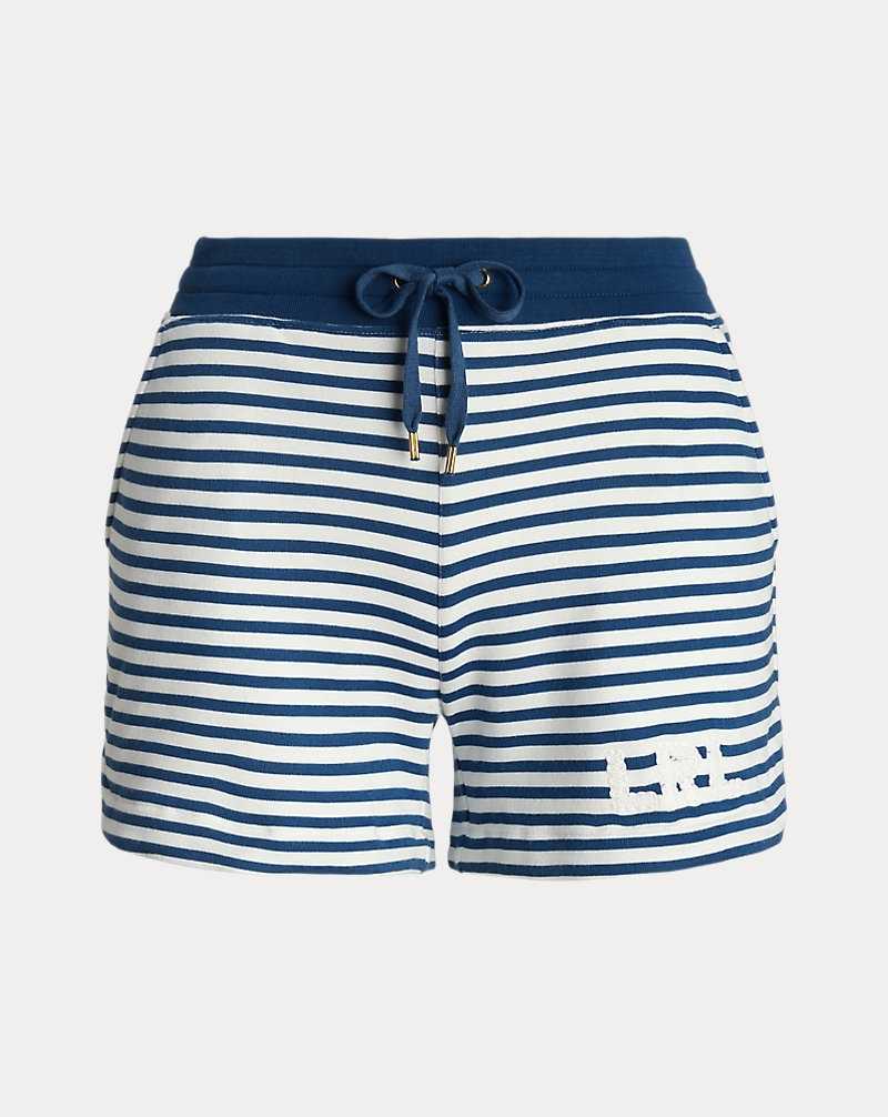 Short Ralph Lauren Striped French Terry Drawcord Mujer White/indigo Dusk | ITQWHSZ-27 - vista 2