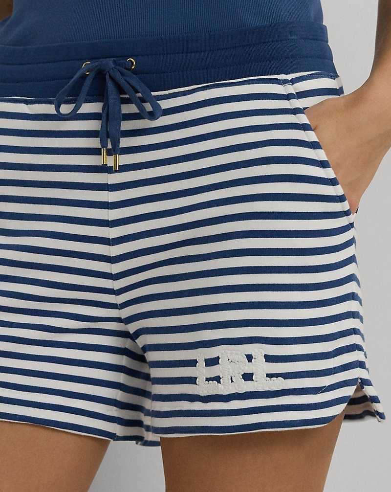 Short Ralph Lauren Striped French Terry Drawcord Mujer White/indigo Dusk | ITQWHSZ-27 - vista 5