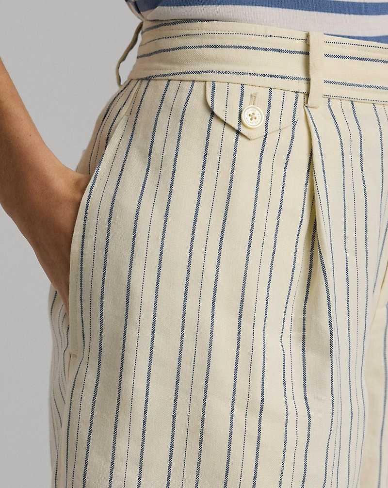 Short Ralph Lauren Striped Pleated Mujer Cream/Blue | SVMETHB-32 - vista 5