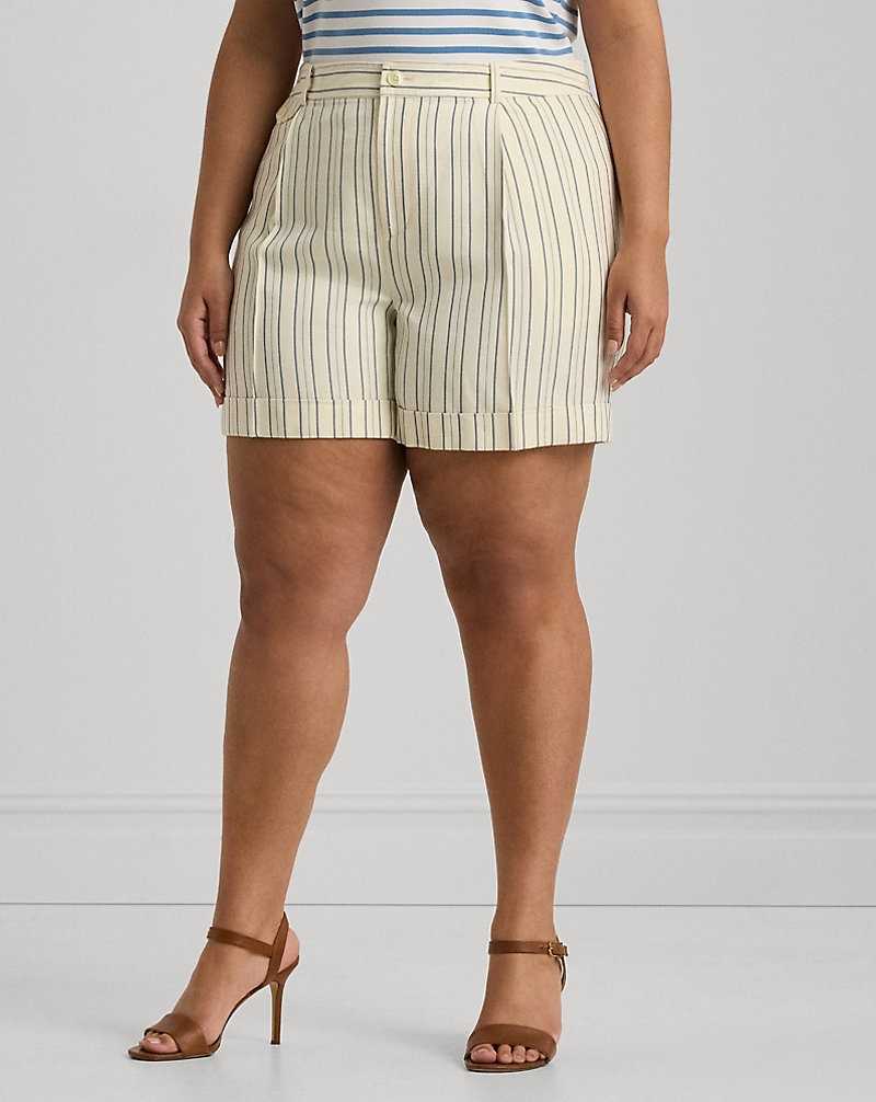Short Ralph Lauren Striped Pleated Mujer Cream/Blue | KISRNML-98 - vista 3