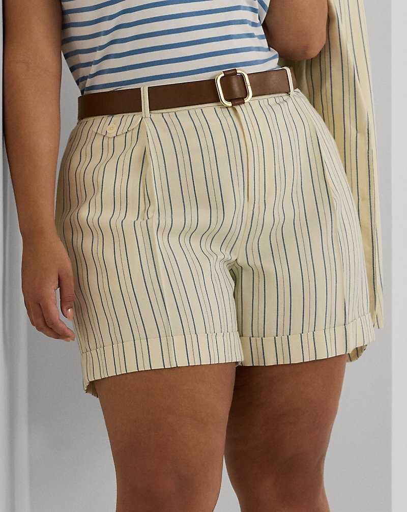 Short Ralph Lauren Striped Pleated Mujer Cream/Blue | KISRNML-98 - vista 5