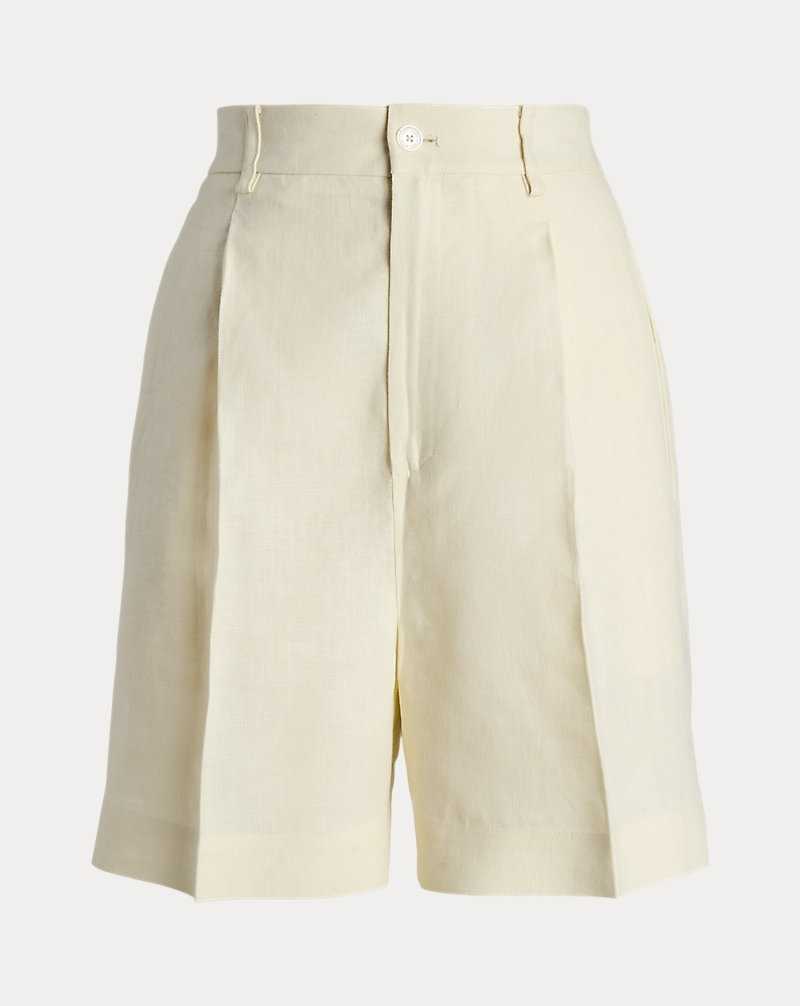 Short Ralph Lauren Tracy Pleated Linen Mujer Creme | IWUJHGO-97 - vista 2
