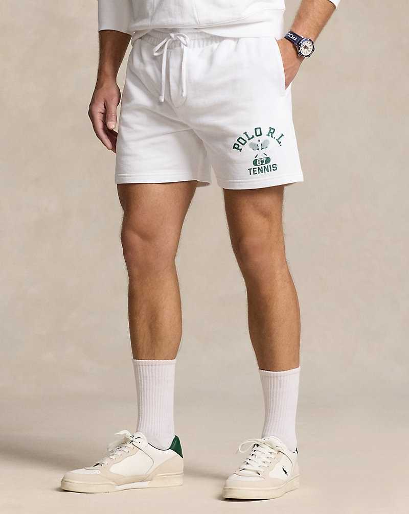 Short Ralph Lauren Wimbledon 14 cm Fleece Graphic Hombre Blancos | HCUKGVL-56 - vista 3