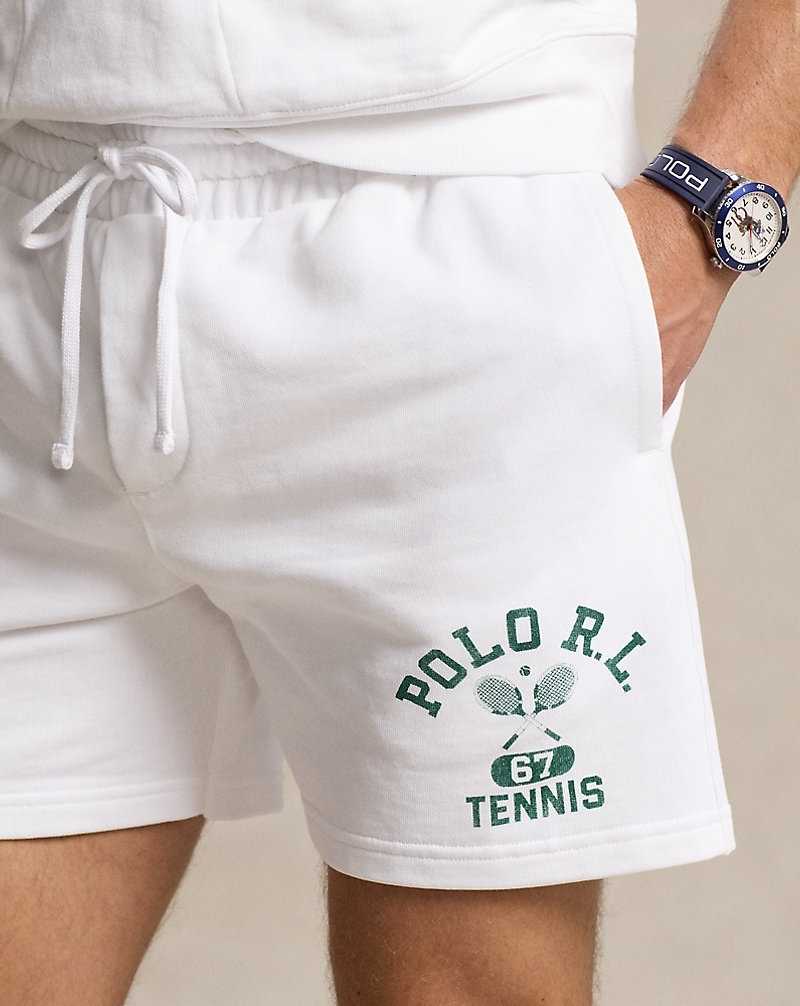Short Ralph Lauren Wimbledon 14 cm Fleece Graphic Hombre Blancos | HCUKGVL-56 - vista 5