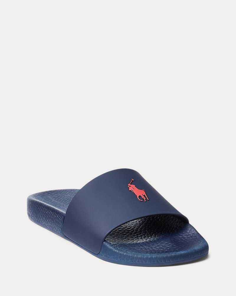 Slide Ralph Lauren Signature Pony Hombre Navy/Red | QIRJCBG-46 - vista 2