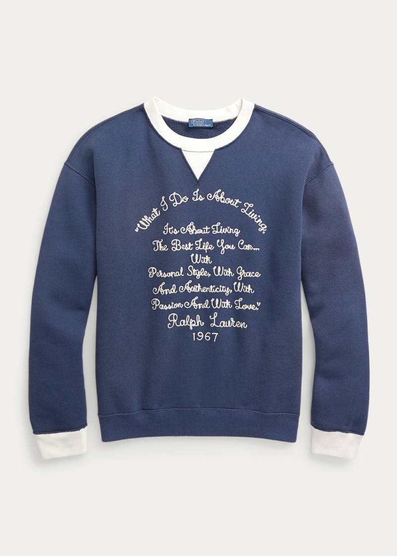 Sudadera Chain-Stitched-Quote Fleece Mujer Azul Marino | UGOE43206 - vista 2