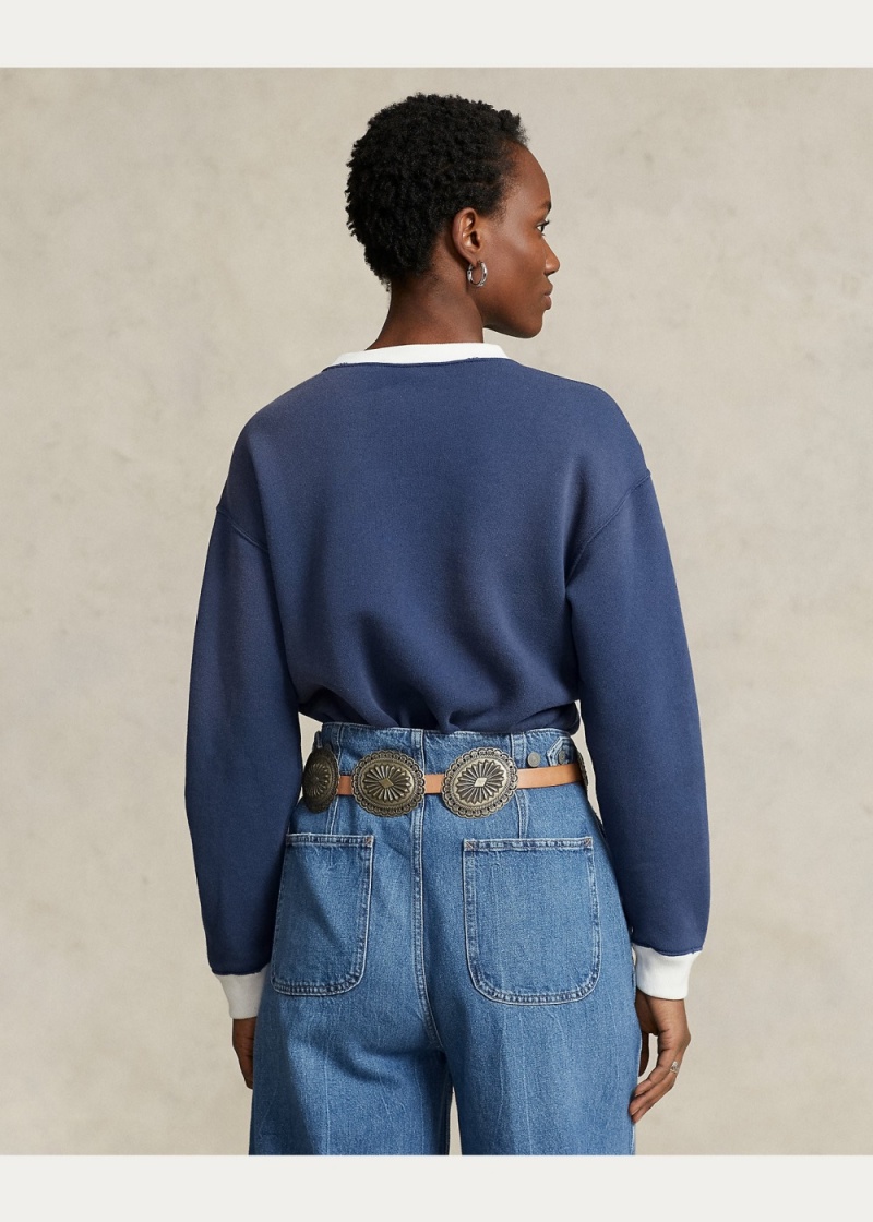 Sudadera Chain-Stitched-Quote Fleece Mujer Azul Marino | UGOE43206 - vista 4