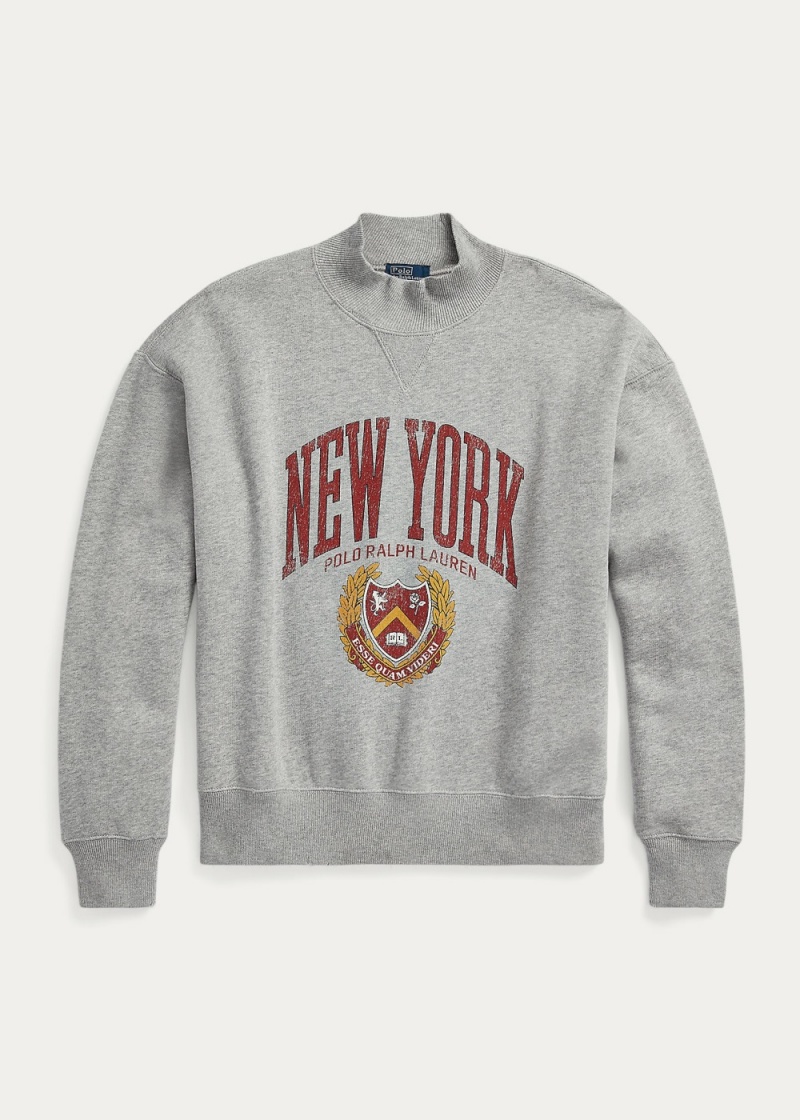 Sudadera Logo Estampados Fleece Mockneck Mujer Azul Marino | PYTF23614 - vista 2