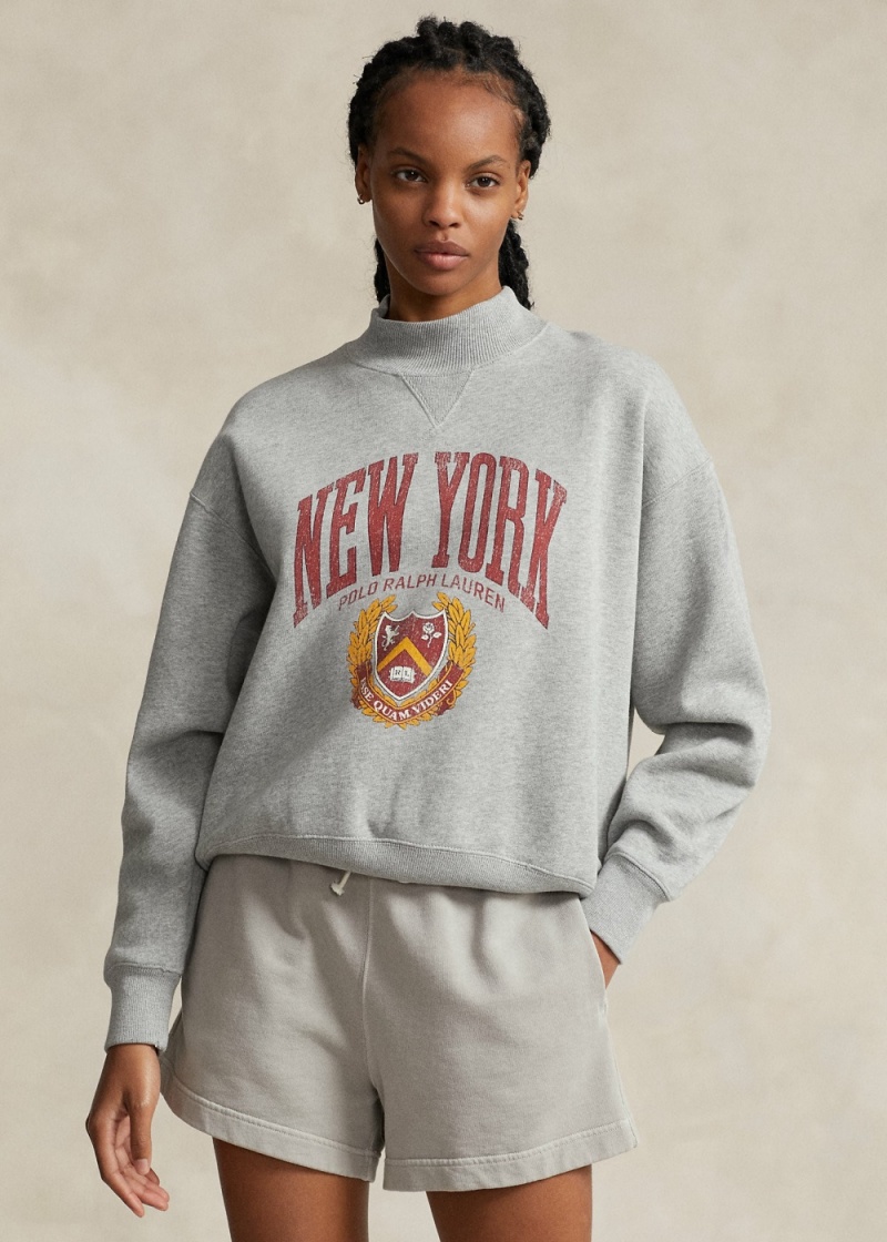 Sudadera Logo Estampados Fleece Mockneck Mujer Azul Marino | PYTF23614 - vista 1