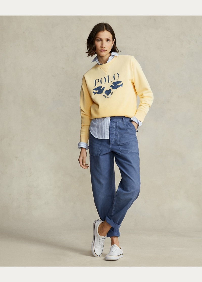 Sudadera Logo Estampados Fleece Crewneck Mujer Amarillos | PBVI42581 - vista 2
