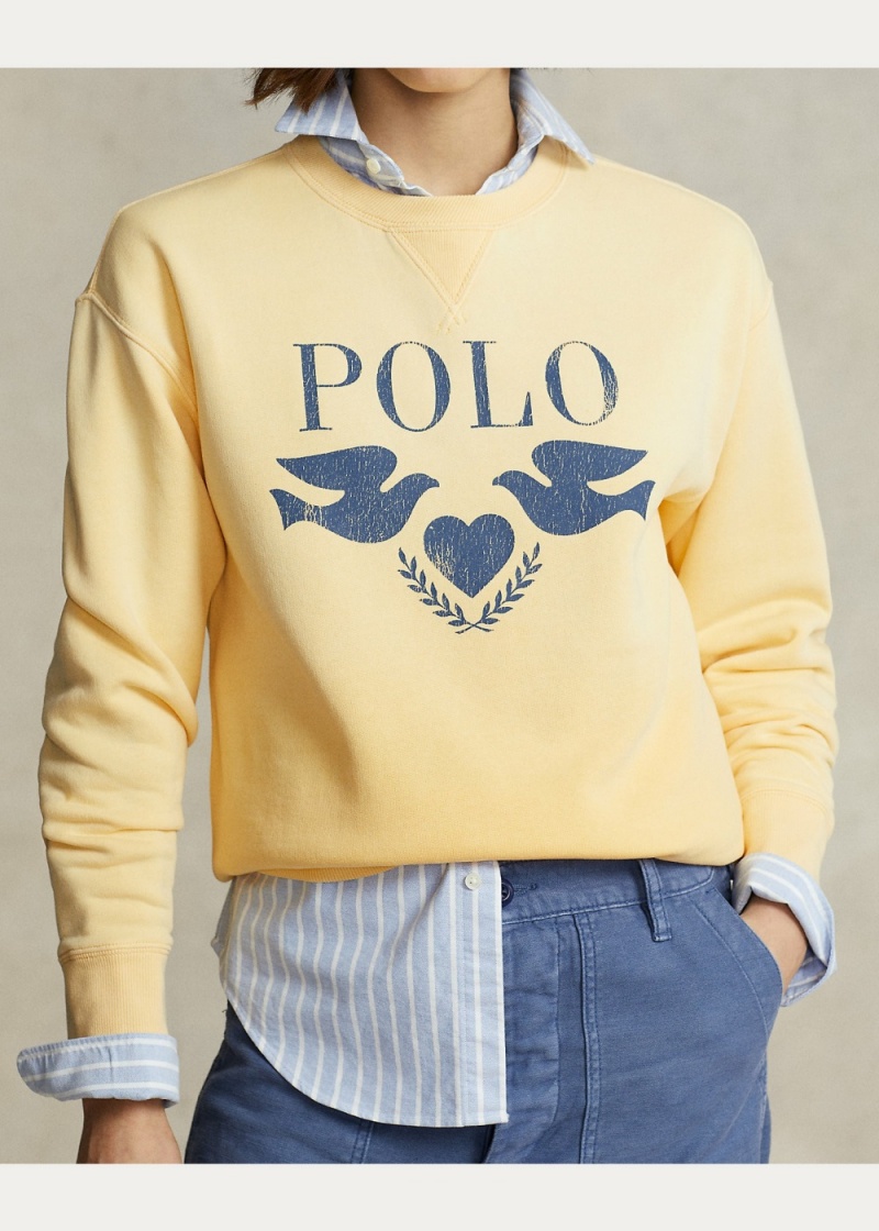 Sudadera Logo Estampados Fleece Crewneck Mujer Amarillos | PBVI42581 - vista 4