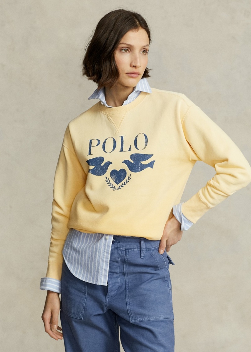 Sudadera Logo Estampados Fleece Crewneck Mujer Amarillos | PBVI42581 - vista 1