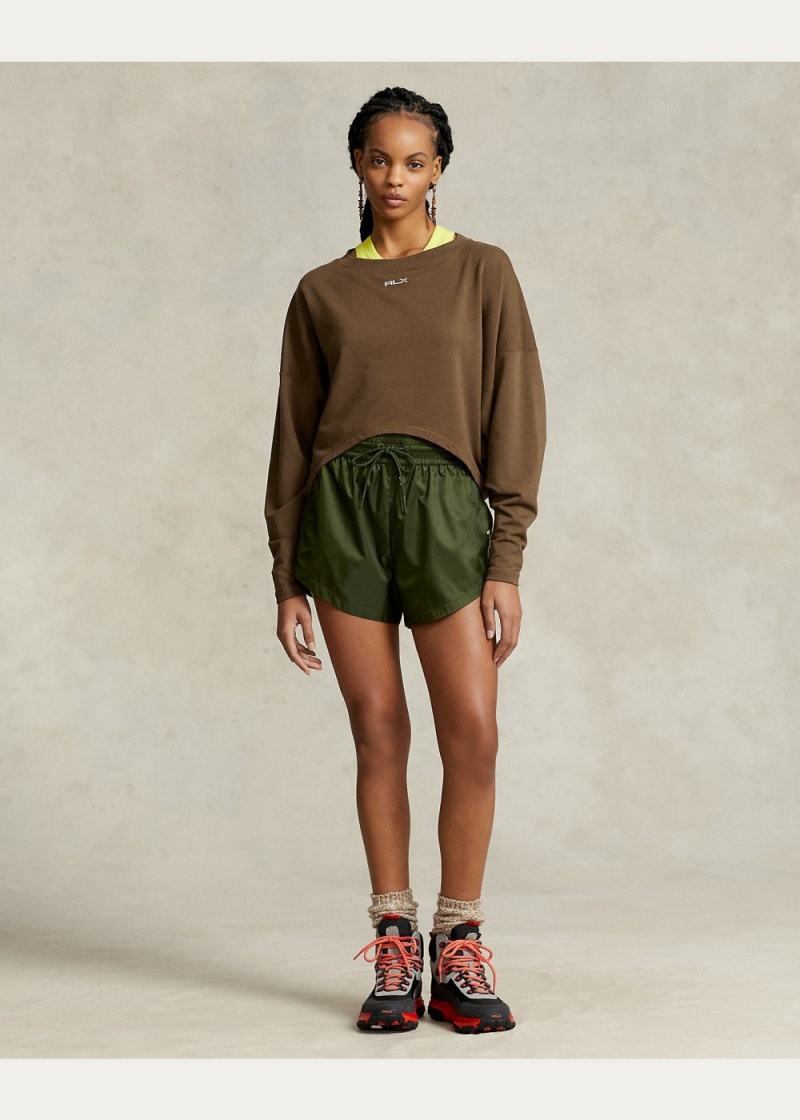 Sudadera Oversized Stretch-Blend Fleece Pullover Mujer Marrom | ZXIK86349 - vista 2