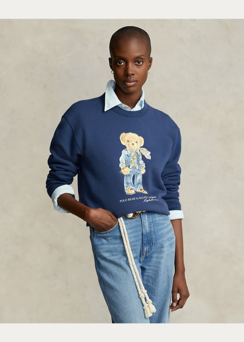 Sudadera Polo Bear Algodon-Blend Mujer Azul Marino | PWZT86371 - vista 3