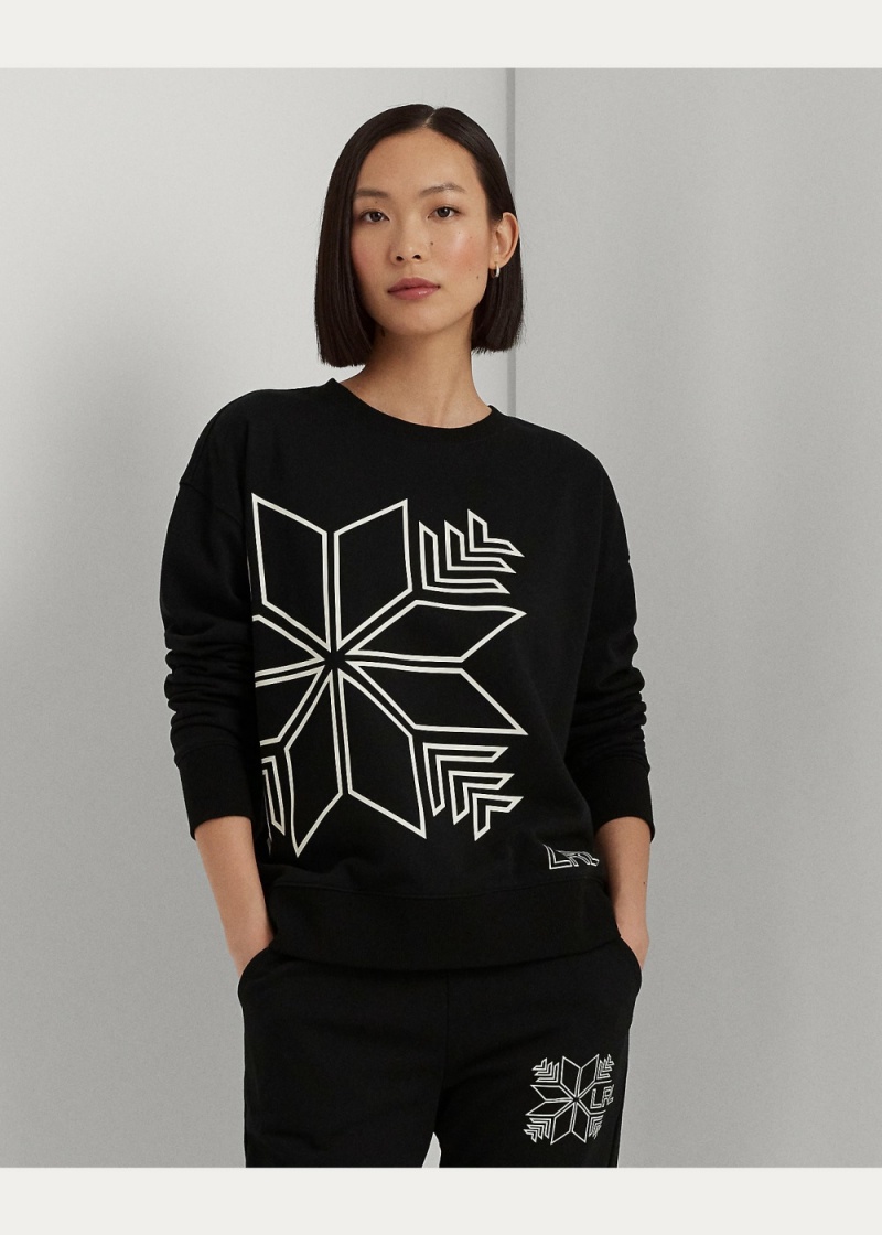 Sudadera Snowflake-Estampados French Terry Pullover Mujer Negros | ZPSN06841 - vista 3