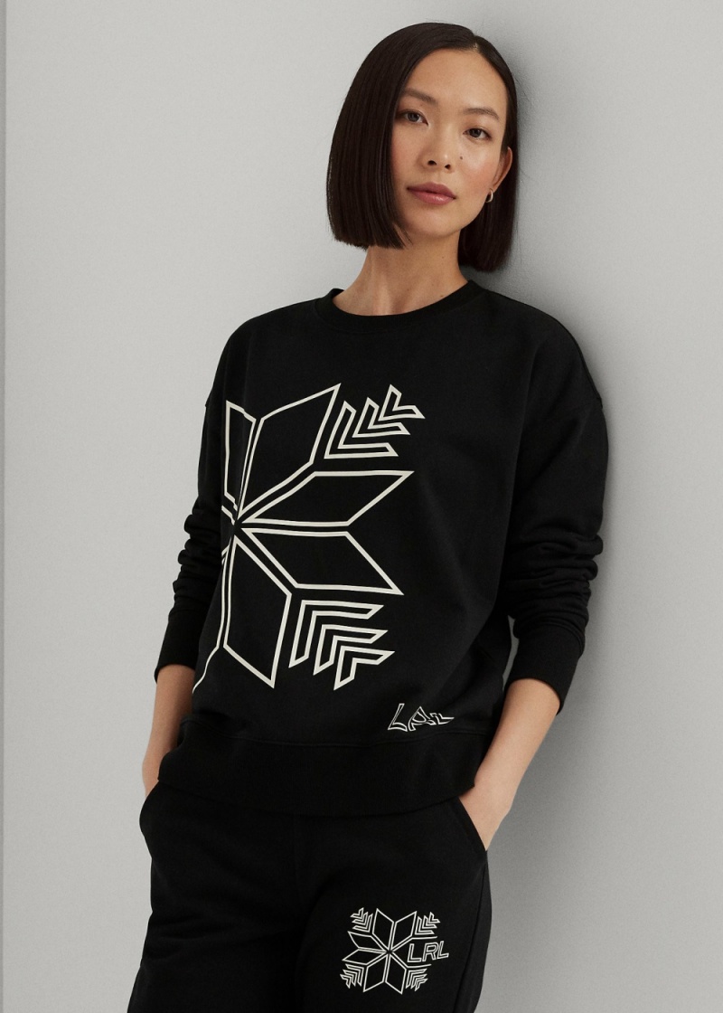 Sudadera Snowflake-Estampados French Terry Pullover Mujer Negros | ZPSN06841 - vista 1