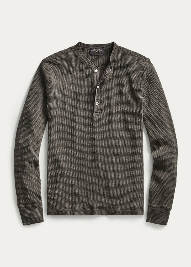 Sudadera Waffle-Knit Henley Shirt Hombre Naranjas | MPOQ87492 - vista 1