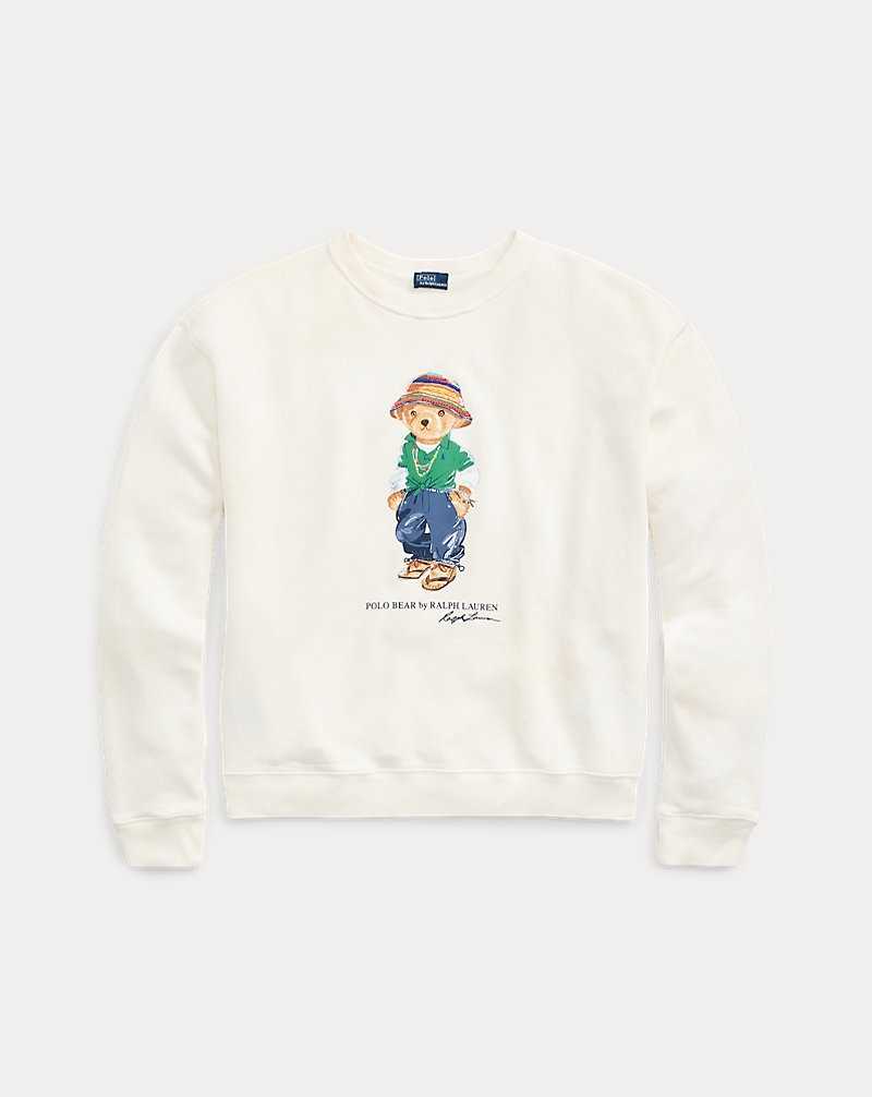 Sudadera con Capucha Ralph Lauren Bear Lightweight Fleece Crewneck Mujer Creme | SRLZAQV-05 - vista 2