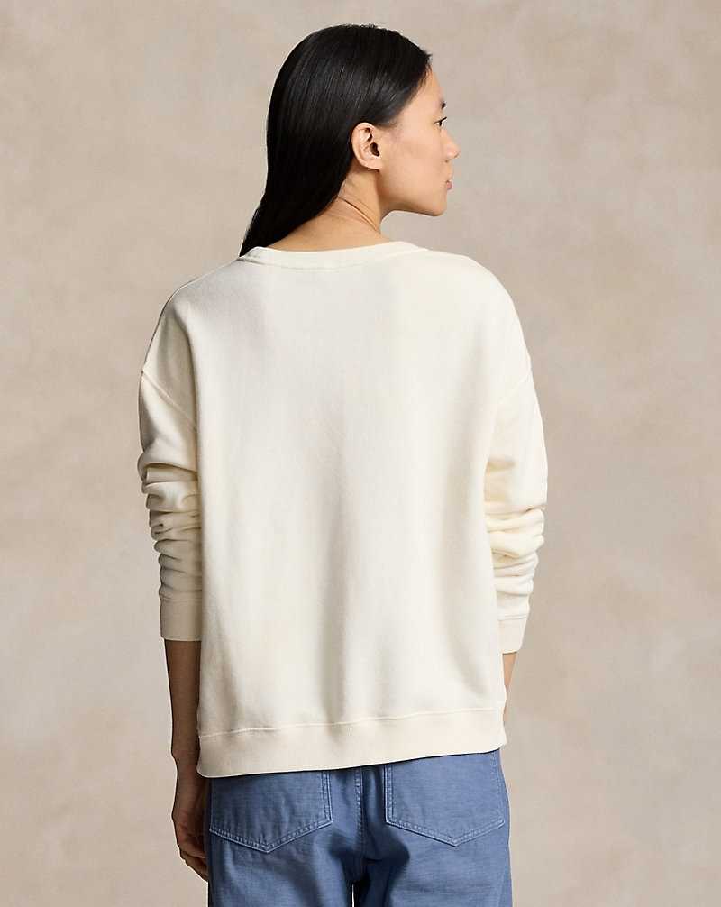 Sudadera con Capucha Ralph Lauren Bear Lightweight Fleece Crewneck Mujer Creme | SRLZAQV-05 - vista 4