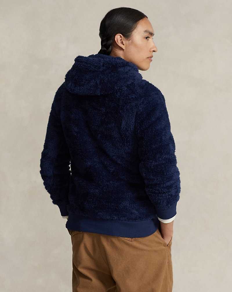 Sudadera con Capucha Ralph Lauren Bear Pile Fleece Hombre Azul Marino | LBATXSR-43 - vista 4