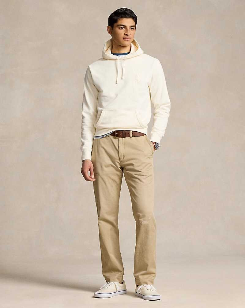 Sudadera con Capucha Ralph Lauren Big Pony Loopback Fleece Hombre Creme | SWFKTUZ-09 - vista 3
