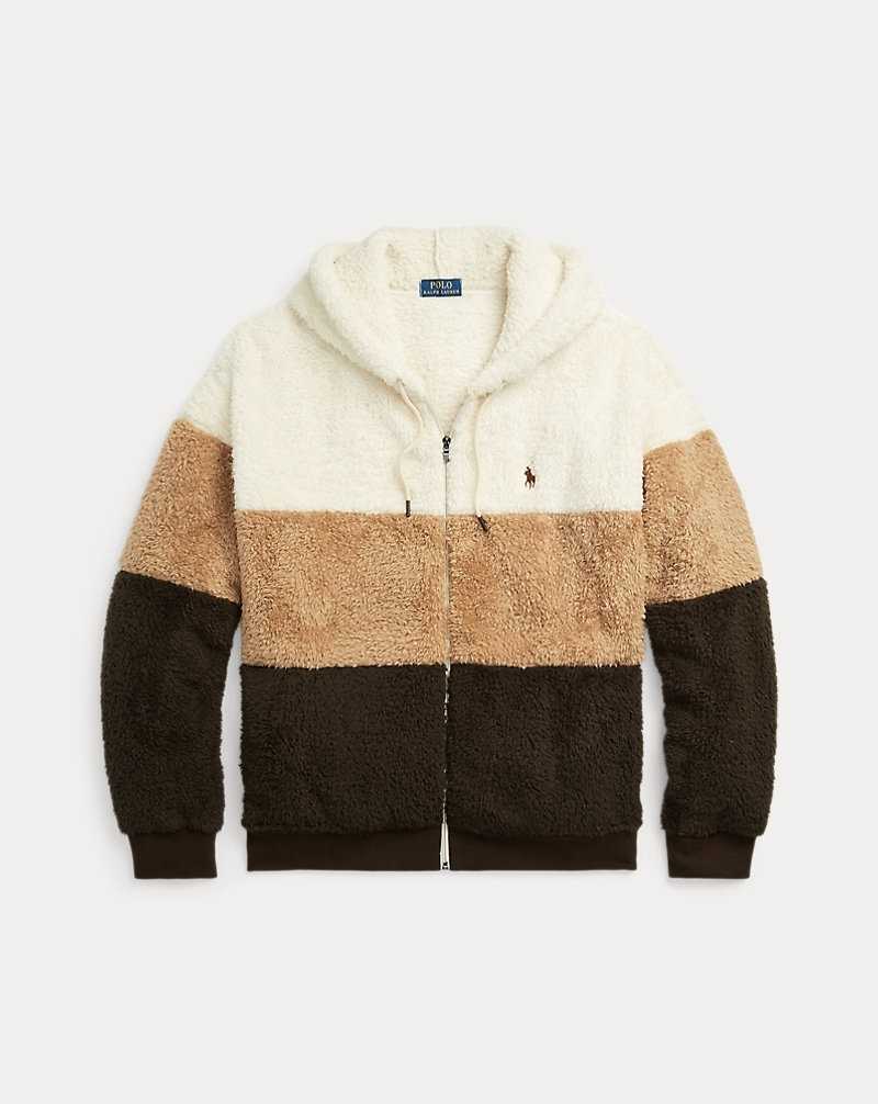 Sudadera con Capucha Ralph Lauren Colour-Blocked Pile Fleece Hombre Creme | WTYCMZH-65 - vista 2