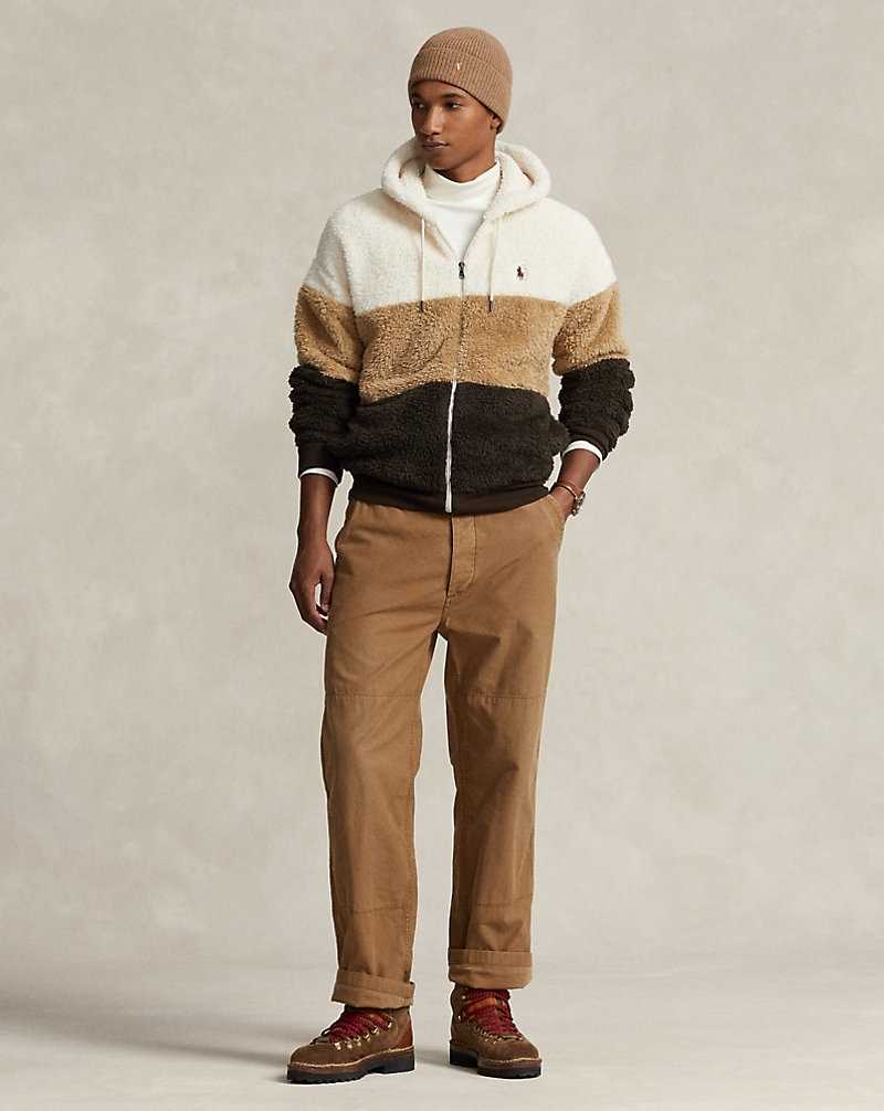 Sudadera con Capucha Ralph Lauren Colour-Blocked Pile Fleece Hombre Creme | WTYCMZH-65 - vista 3