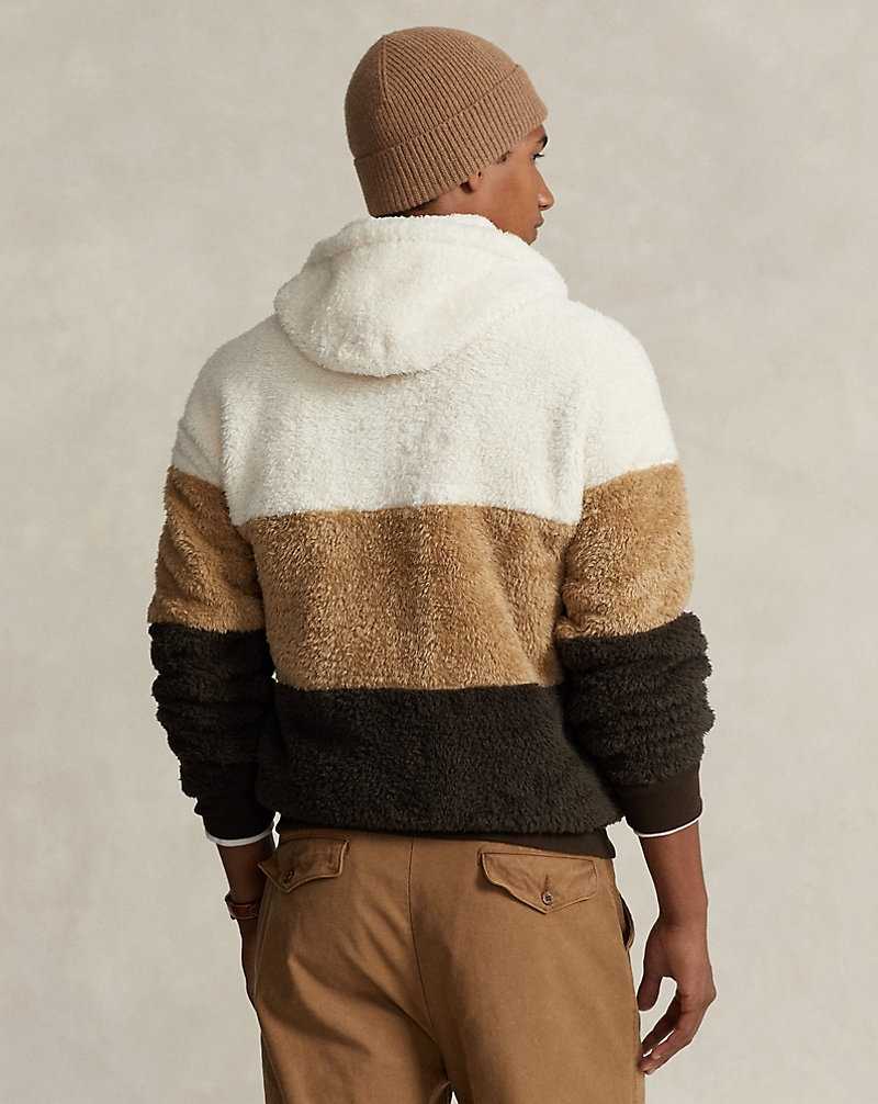 Sudadera con Capucha Ralph Lauren Colour-Blocked Pile Fleece Hombre Creme | WTYCMZH-65 - vista 4