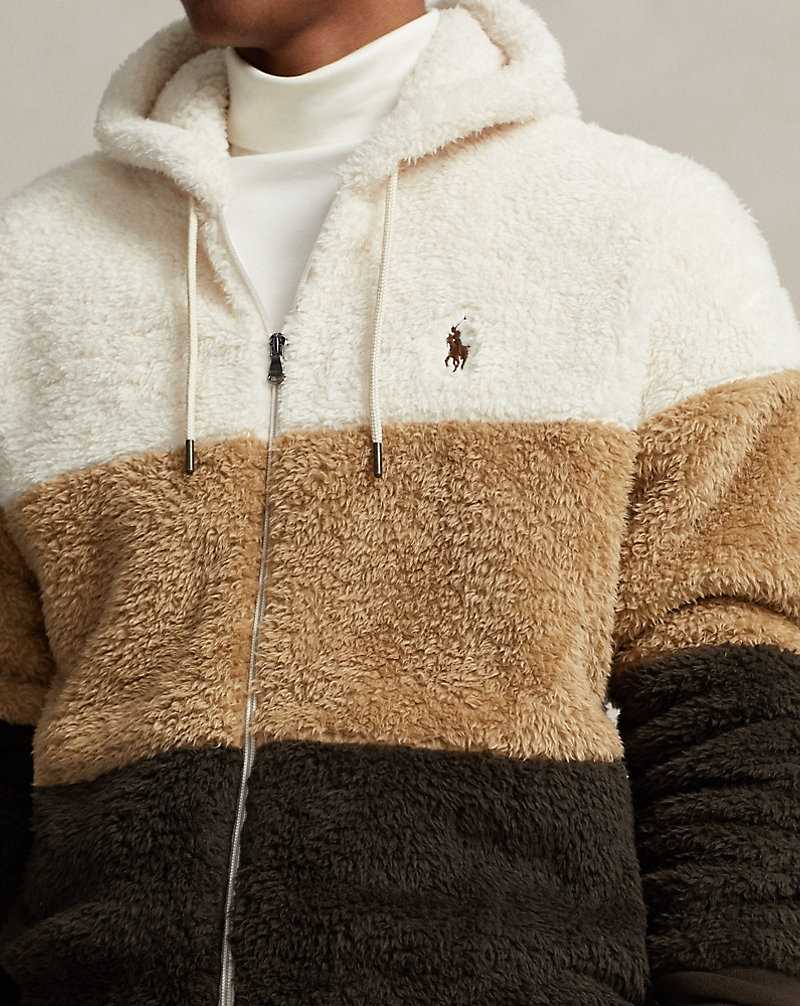 Sudadera con Capucha Ralph Lauren Colour-Blocked Pile Fleece Hombre Creme | WTYCMZH-65 - vista 5