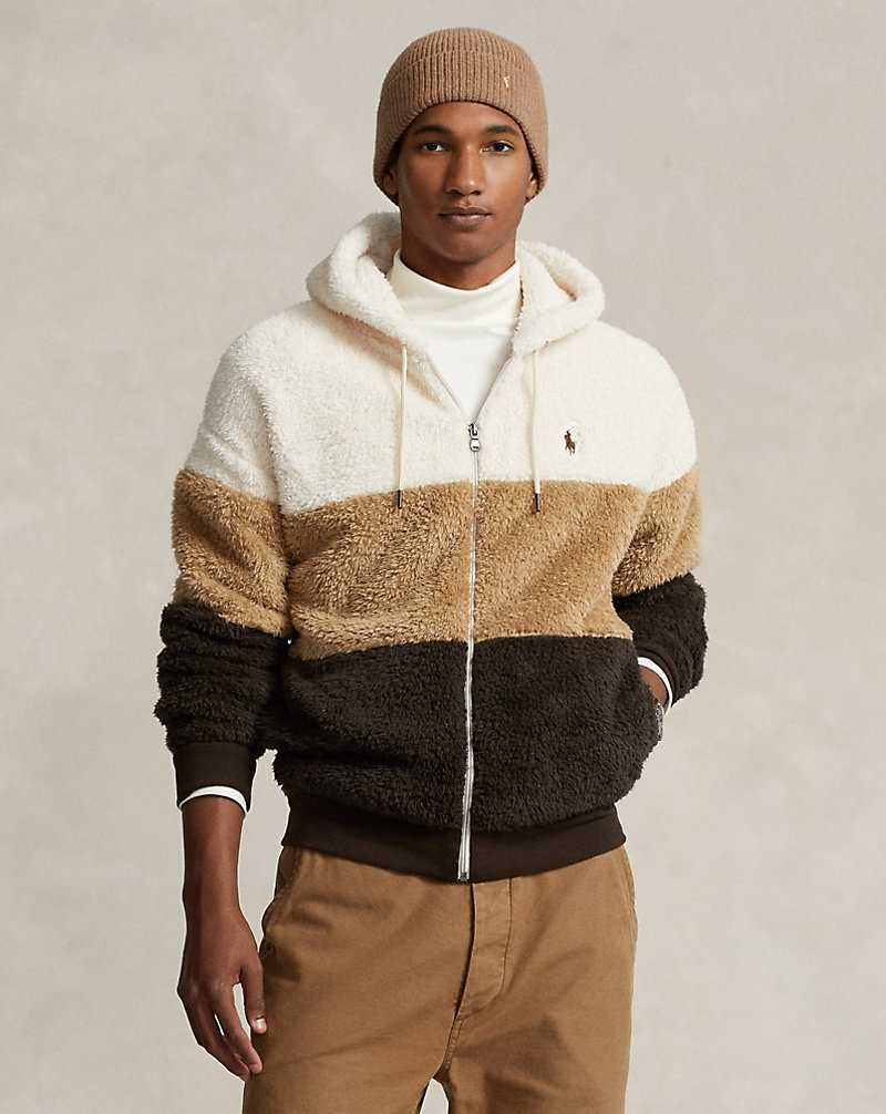 Sudadera con Capucha Ralph Lauren Colour-Blocked Pile Fleece Hombre Creme | WTYCMZH-65 - vista 1